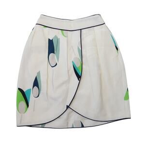 Thread Social White Printed Tulip Wrap Front Mini Skirt 0